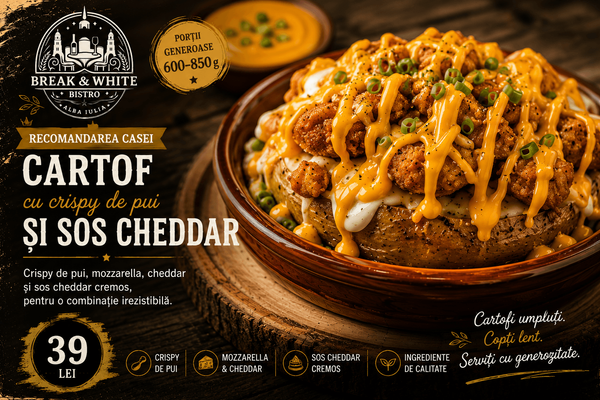 Cartof cu Crispy de Pui și Sos Cheddar